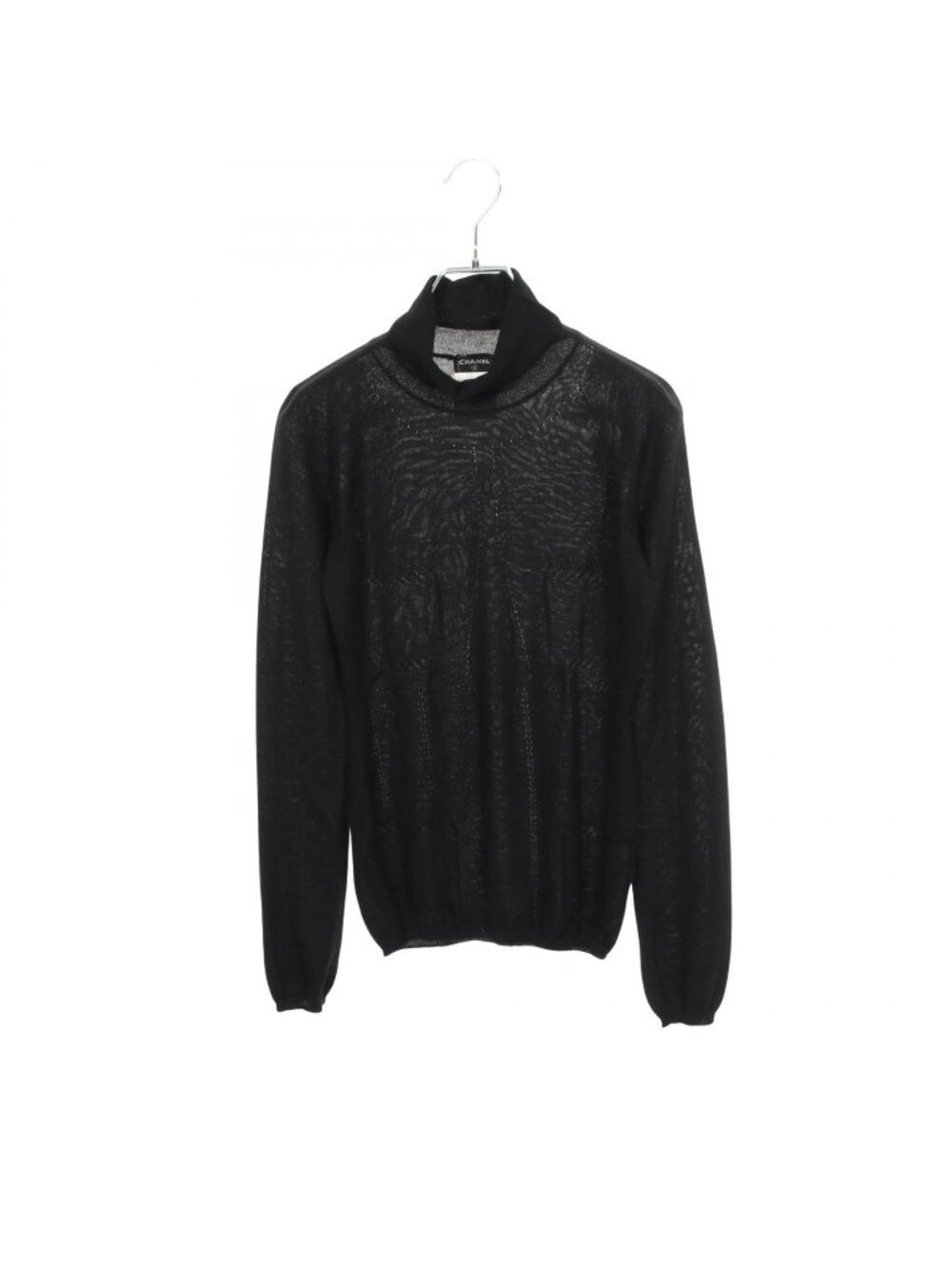 Chanel Knit CC Logo Turtleneck Black Cashmere Sweater